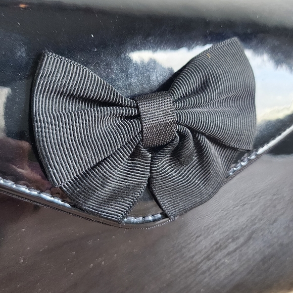 VINTAGE ANDE Evening Vintage Snap Front Black Bow Cross Body Bag - Picture 2 of 14